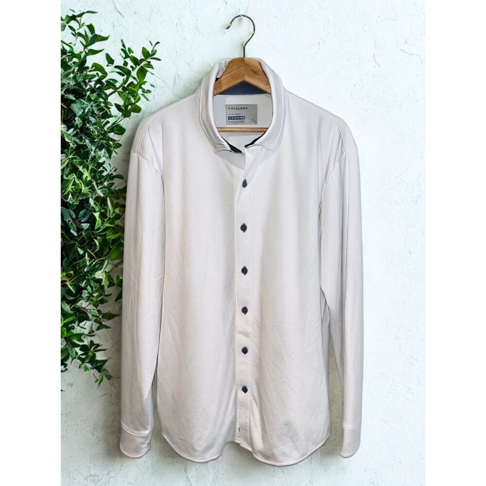 Twillory Button Down Shirt Mens XL White Performance Stretch Athleisure EUC